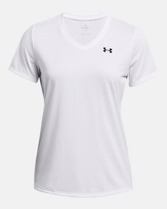 Camiseta de manga corta con cuello de pico UA Tech™ para mujer, White, pdpMainDesktop image number 4